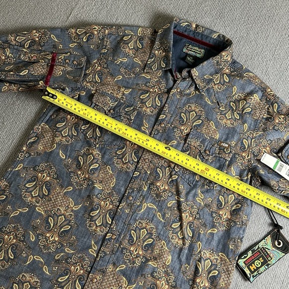 2OH Threads Mens Western Cut‎ Paisley Fringe Old Hippies Shirt Size Large NWT - Picture 7 of 8